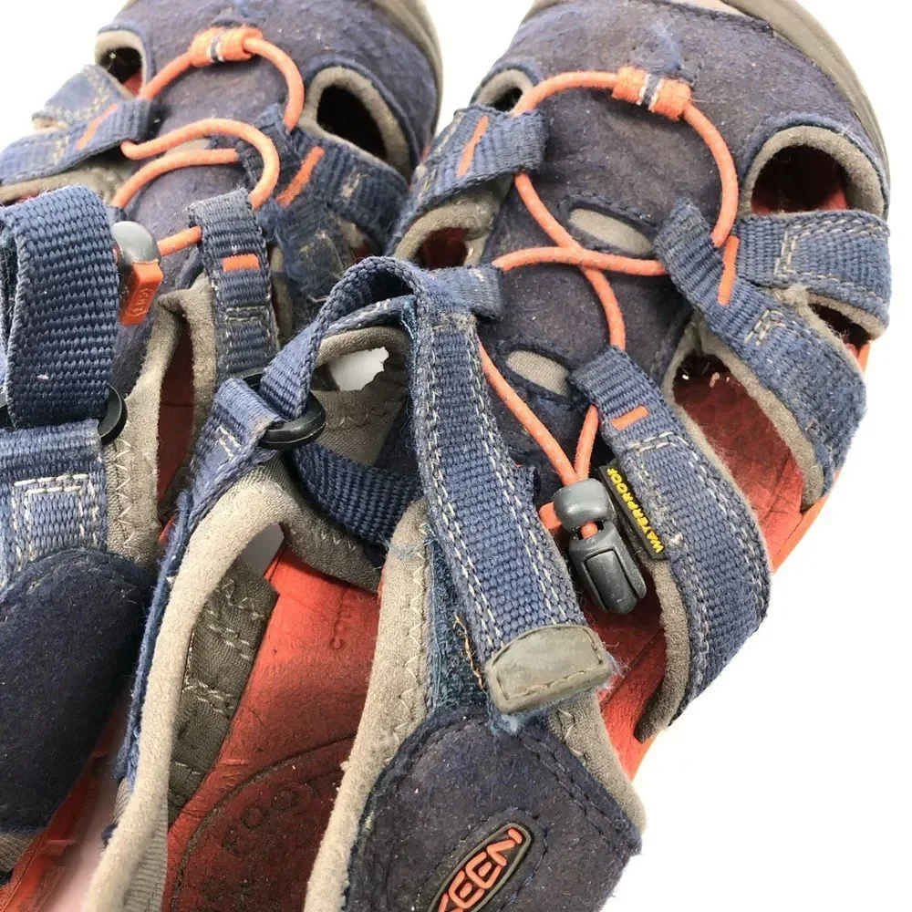 Keen Sandals Boys Size‎ 3 Navy Blue Orange Waterproof